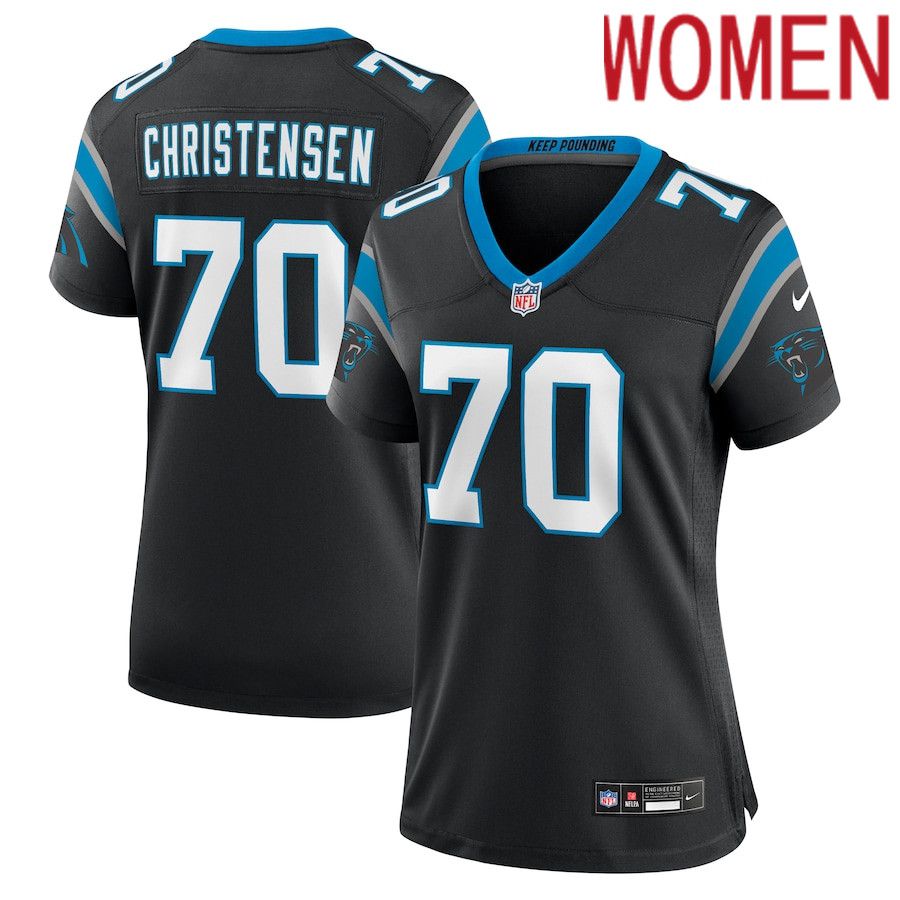 Women Carolina Panthers #70 Brady Christensen Nike Black Team Game NFL Jersey->women nfl jersey->Women Jersey